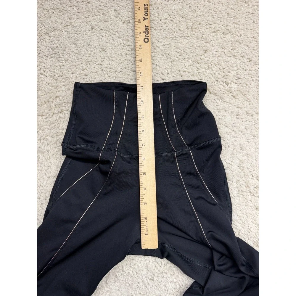 Nike Yoga High Waist 7/8 Metallic Trim Leggings Womens XS Black Work Out Gym